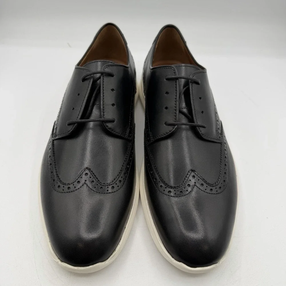Johnston‎ & Murphy Wingtip Shoes Mens 9.5 M Black Sheepskin Lightweight Trufoam